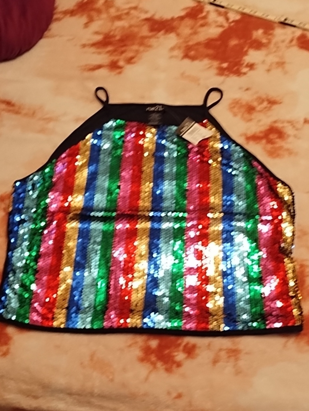 Multicolor Sequin Halter Crop Top NWT